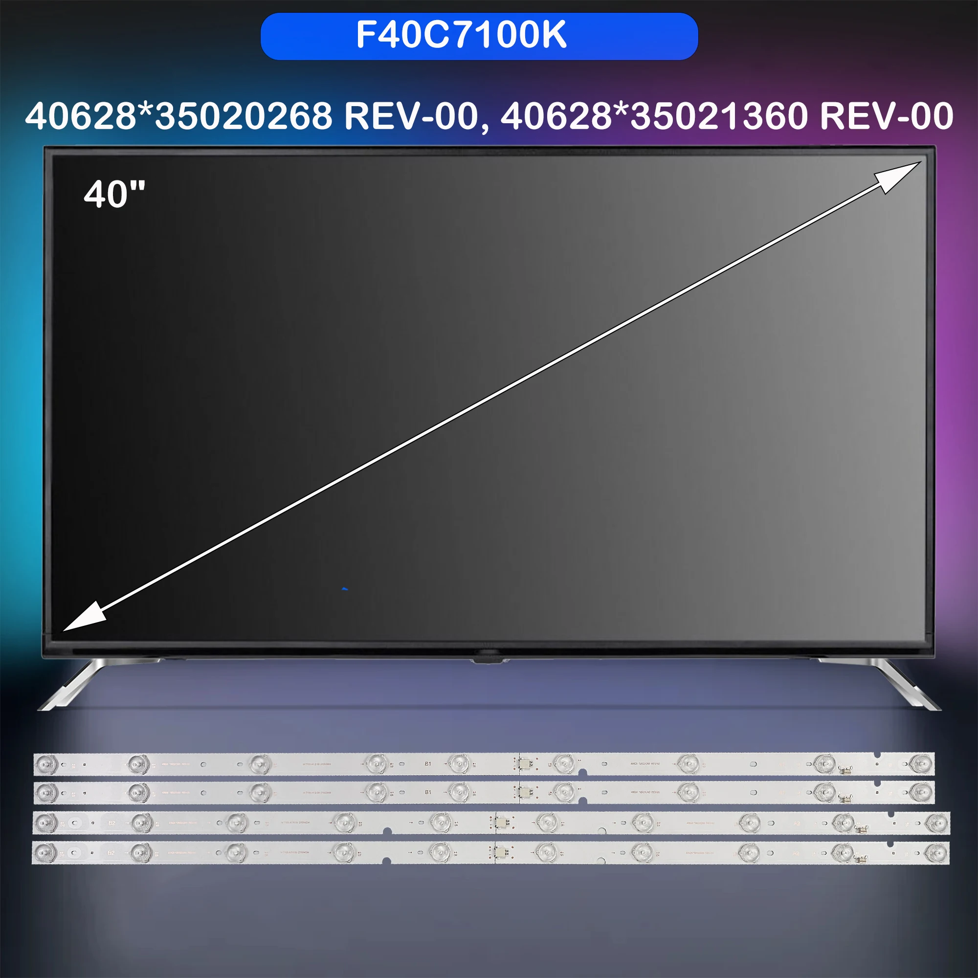 

1/5/8 Kit LED Backlight Strio 40628*35020268 REV-00 40628*35021360 REV-00 For 40inch F40B8300K F40C7100K F40C7000K 40B8300K