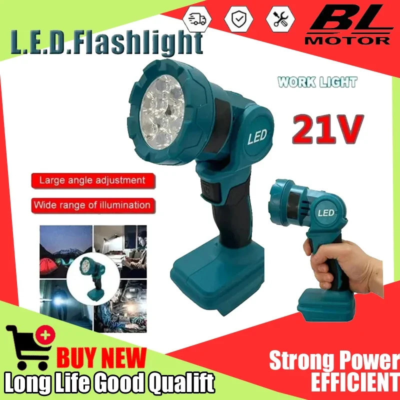 

Беспроводной светодиодный рабочий фонарь, перезаряжаемый фонарик, электроинструмент, для использования в помещении и на улице, ночной прожектор для аккумуляторных инструментов Makita 18V