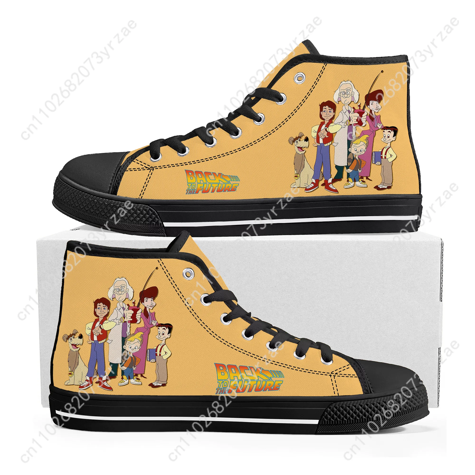 De volta para o futuro tênis de cano alto das mulheres dos homens adolescente alta qualidade moda tendência tênis de lona construído casual personalizar sapato