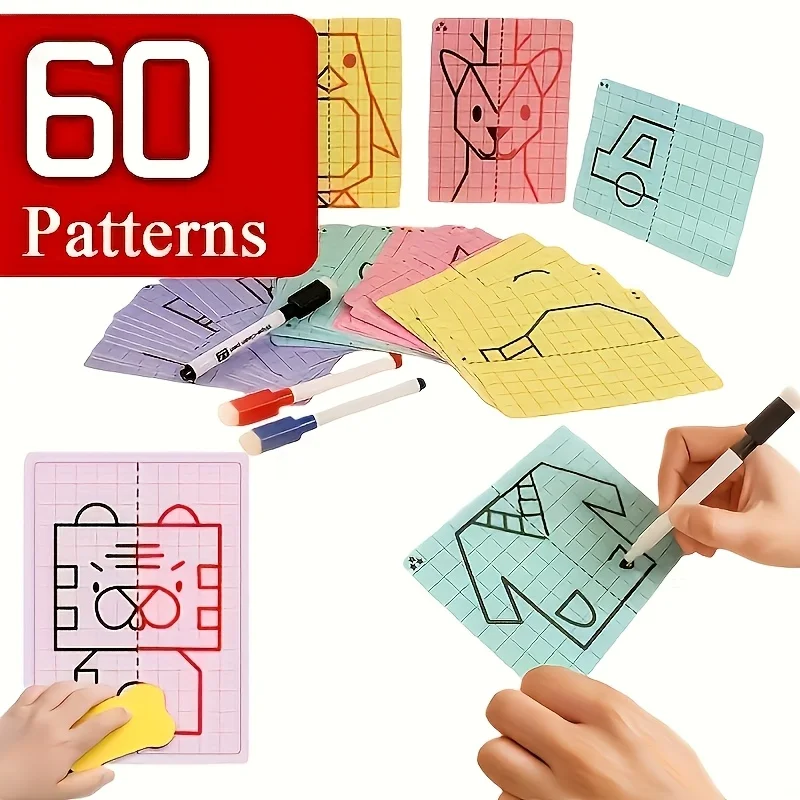 

69pcs Pen Control Art Training Set, Reusable Symmetrical Drawing Cards, Improve Writing Skills And Pen Grip Control, Portable