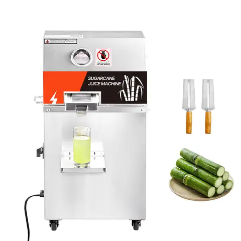 SucceBuy Commercial Sugar Cane Juicer 800W Electric Sugarcane Juicer Machine with 661LBS/H High Output 3 Stainless Steel Rollers Sugar Cane Press Juice Extractor Squeezer on Wheels for Home Commercial