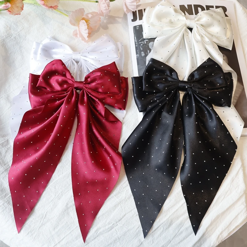 Woman Girls New Bowknot Streamer Hairpin Chiffon Ribbon Barrette Bow Back Head Spring Clip Headwear Fashion Hair Accessories