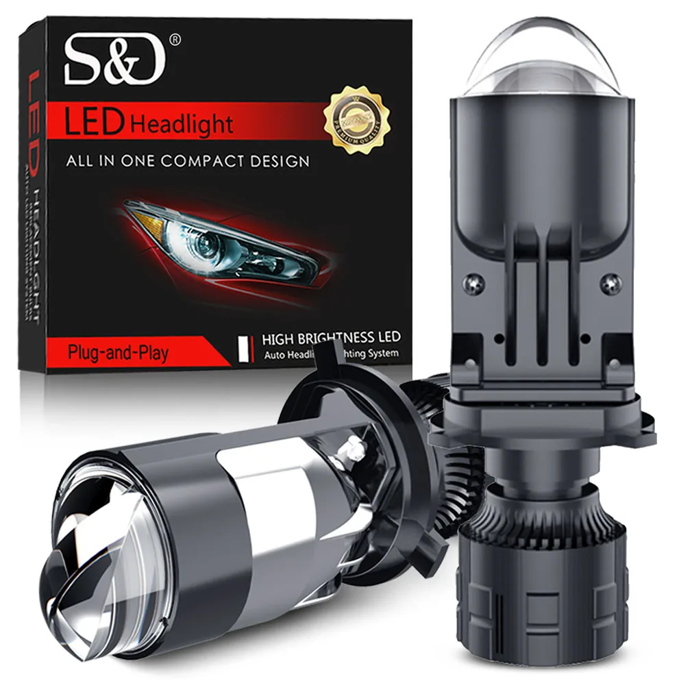 

S&D H4 120W 40000LM H4 LED Mini Projector Lens Car Headlight Auto Bulb H4 Projector headlights High Low Beam Light Bulb 12V 24V