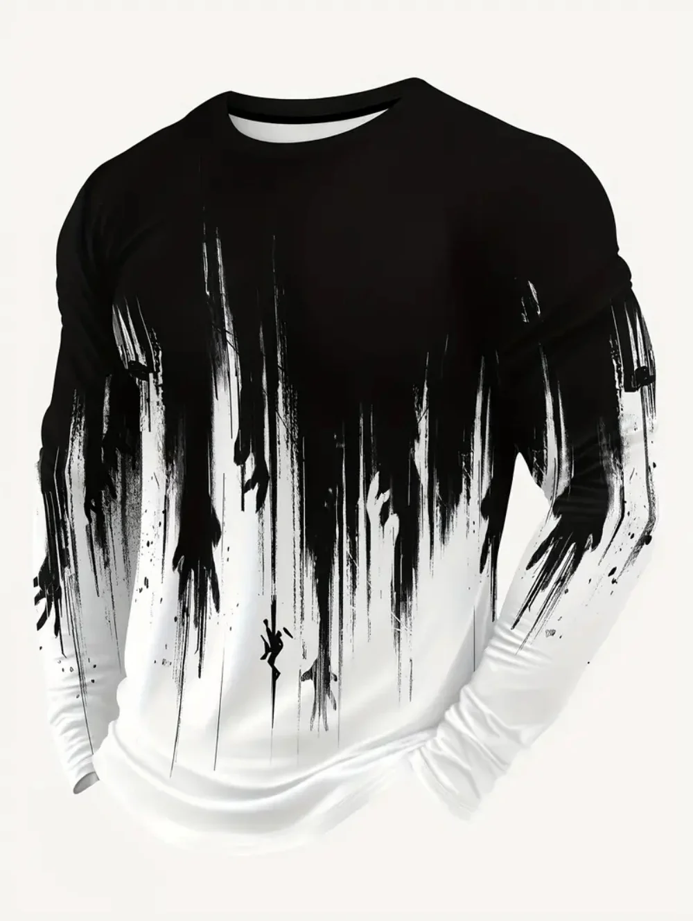 T-Shirt for Men Gradient Flame 3D Print Long Sleeve T Shirt Oversized Pullover Fashion Top Outdoor Lightweight Casual Men's Tops