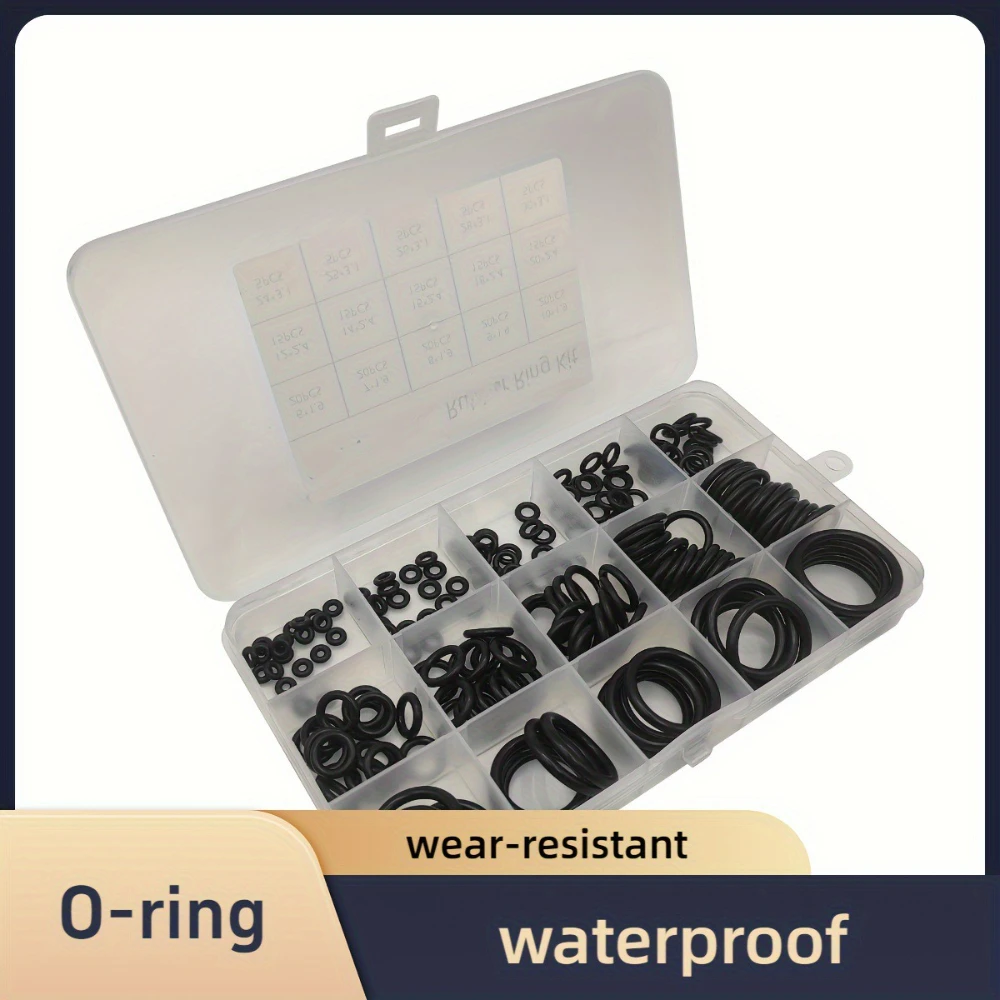 

200pcs Nitrile Rubber (NBR) O-ring Waterproof and Wear-resistant Repair Gaskets Box Valve Faucet O-ring Combination Rubber Ring