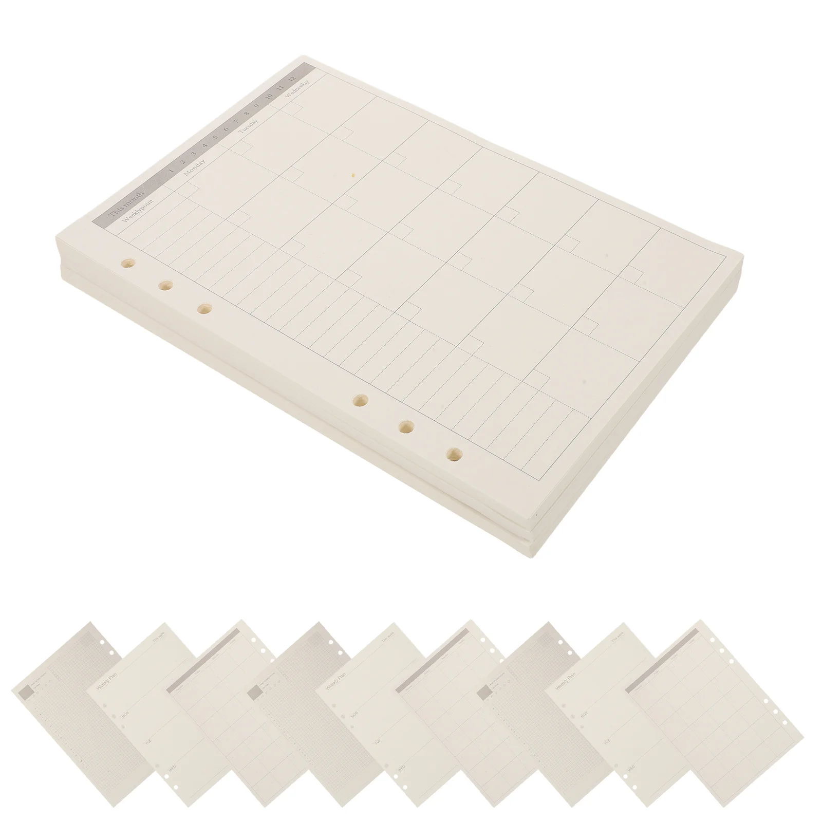 3 Books A5 6-Hole Planner Refills Daily Weekly Monthly Inserts Lined Loose Leaf Planner Binder Paper Loose Leaf A5 Inserts