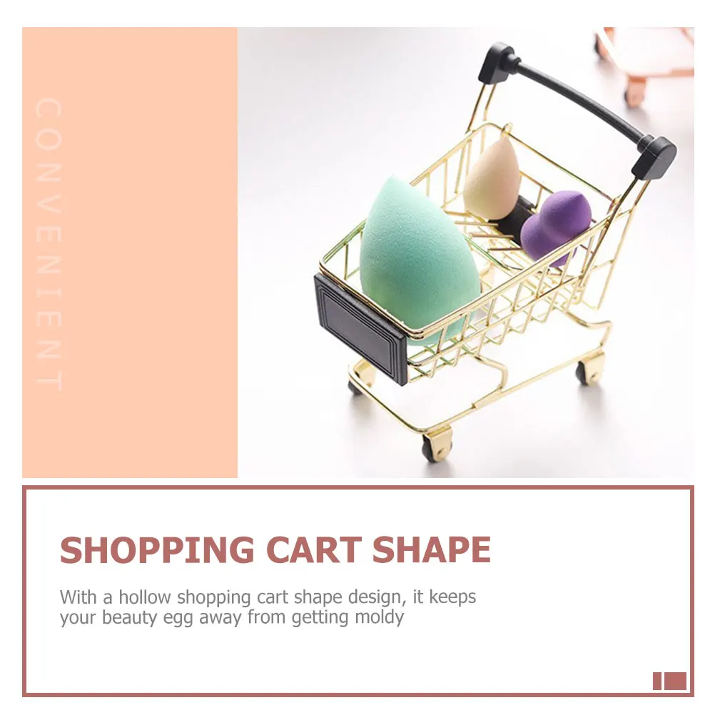 

Makeup Sponge Holder Shopping Cart Shape Compact Durable Iron Powder Puff Storage Drying Rack Breathable Makeup Supplies