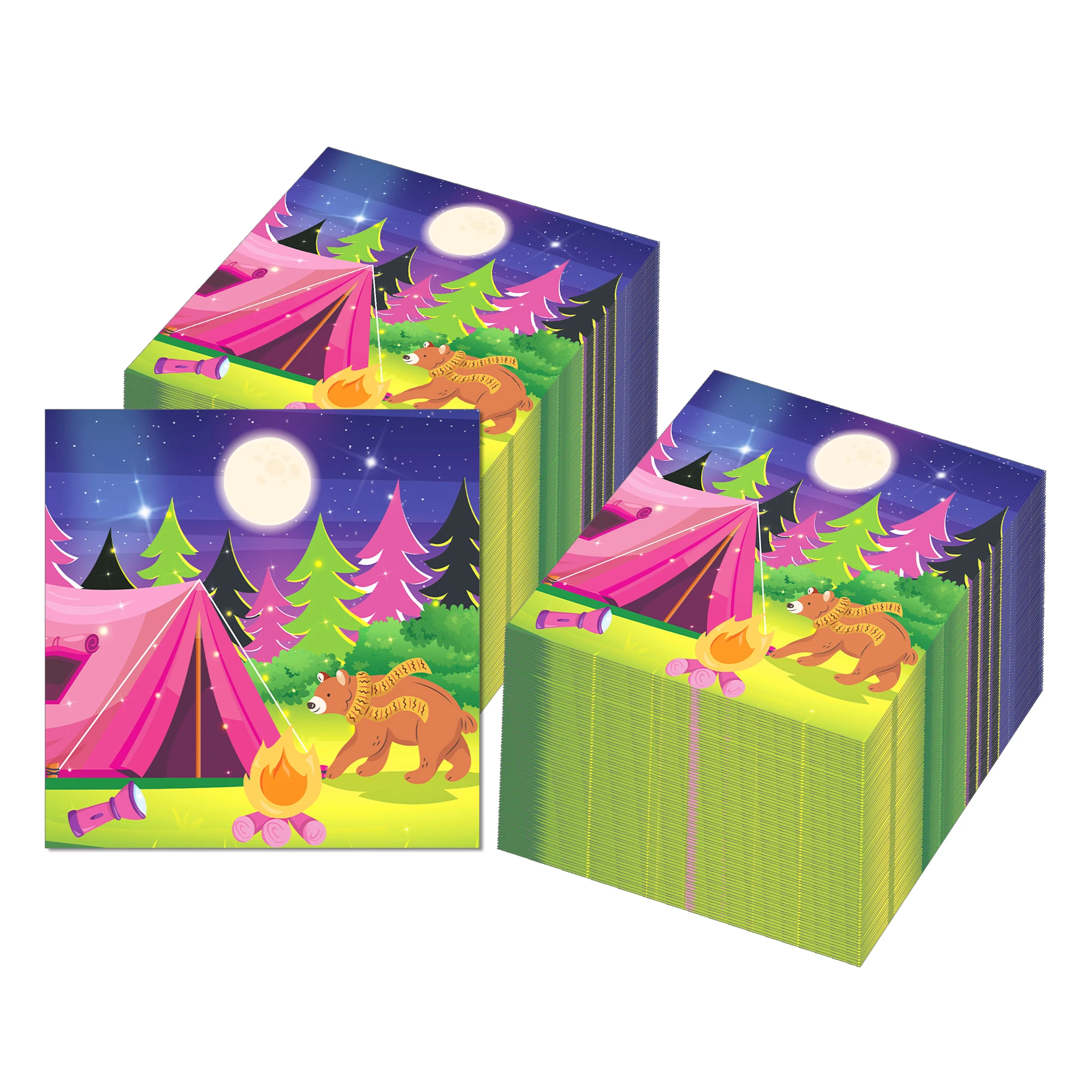 Cartoon Camping Picknick Party Einweg Geschirr Sets Outdoor Camper Zelt Geburtstag Teller Tassen Servietten Baby Shower Party Decor – Detail 12