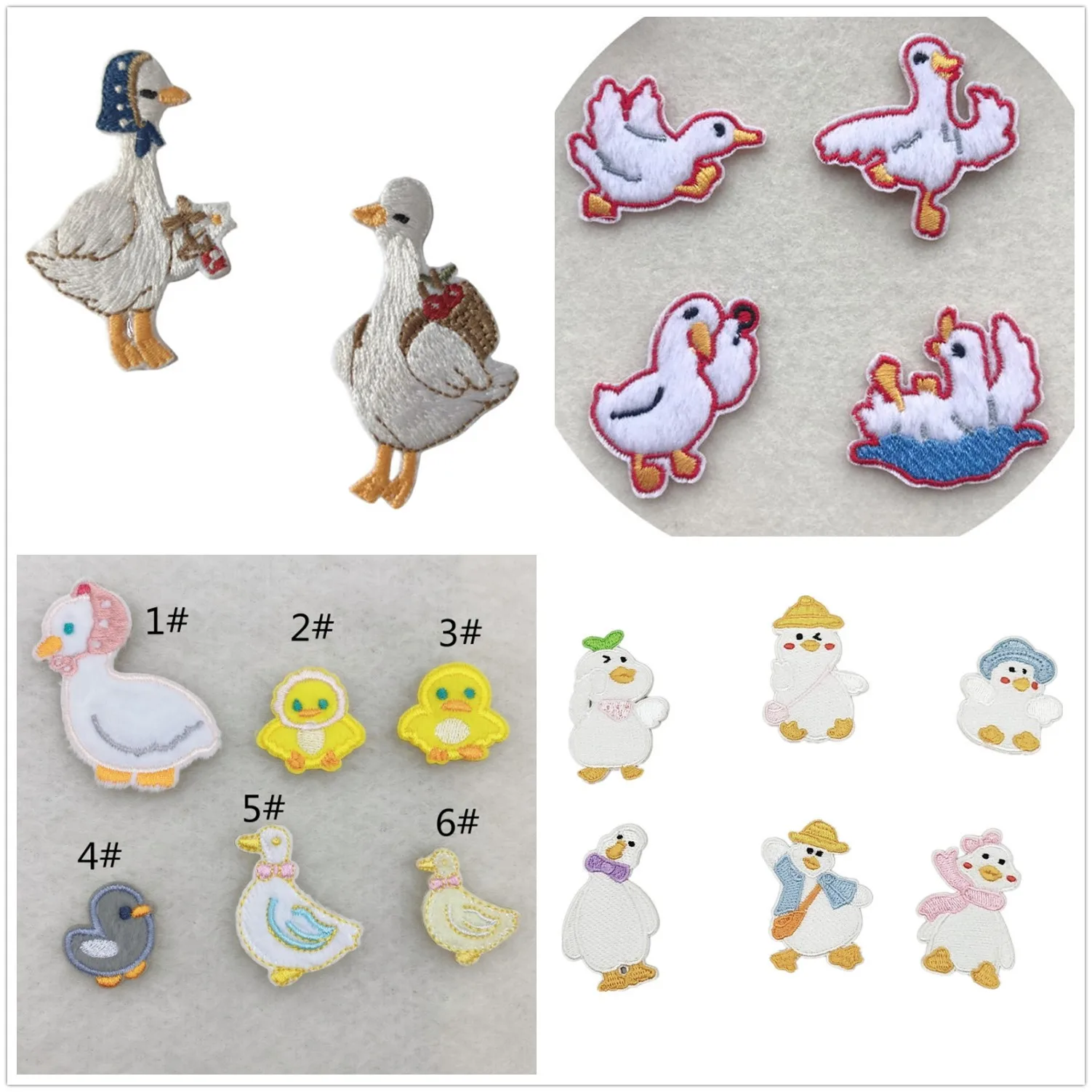 10 Pcs Duck Goose Embroidered Patches iron Stick On Clothing Hat Bag Shoe Repair Material Phone Gift Box Decor DIY Accessory