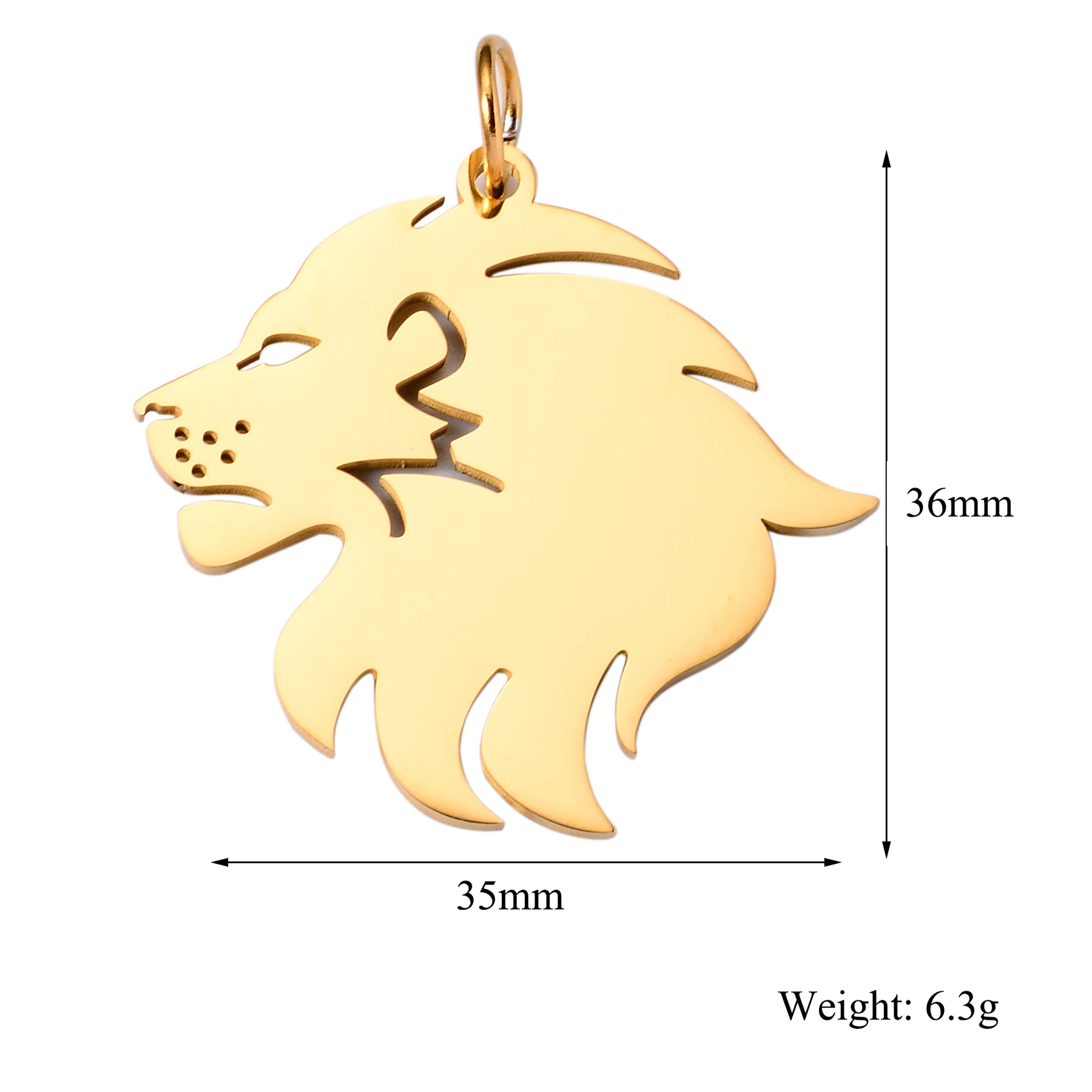 4Pcs High Quality Lion Head Charm Tags Stainless Steel Punk Animal Pendant Mirror Polished image 6