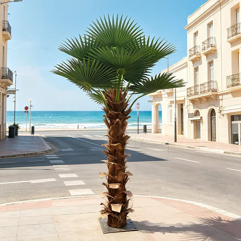 Simulation palm tree indoor and outdoor decoration, fiberglass trunk
