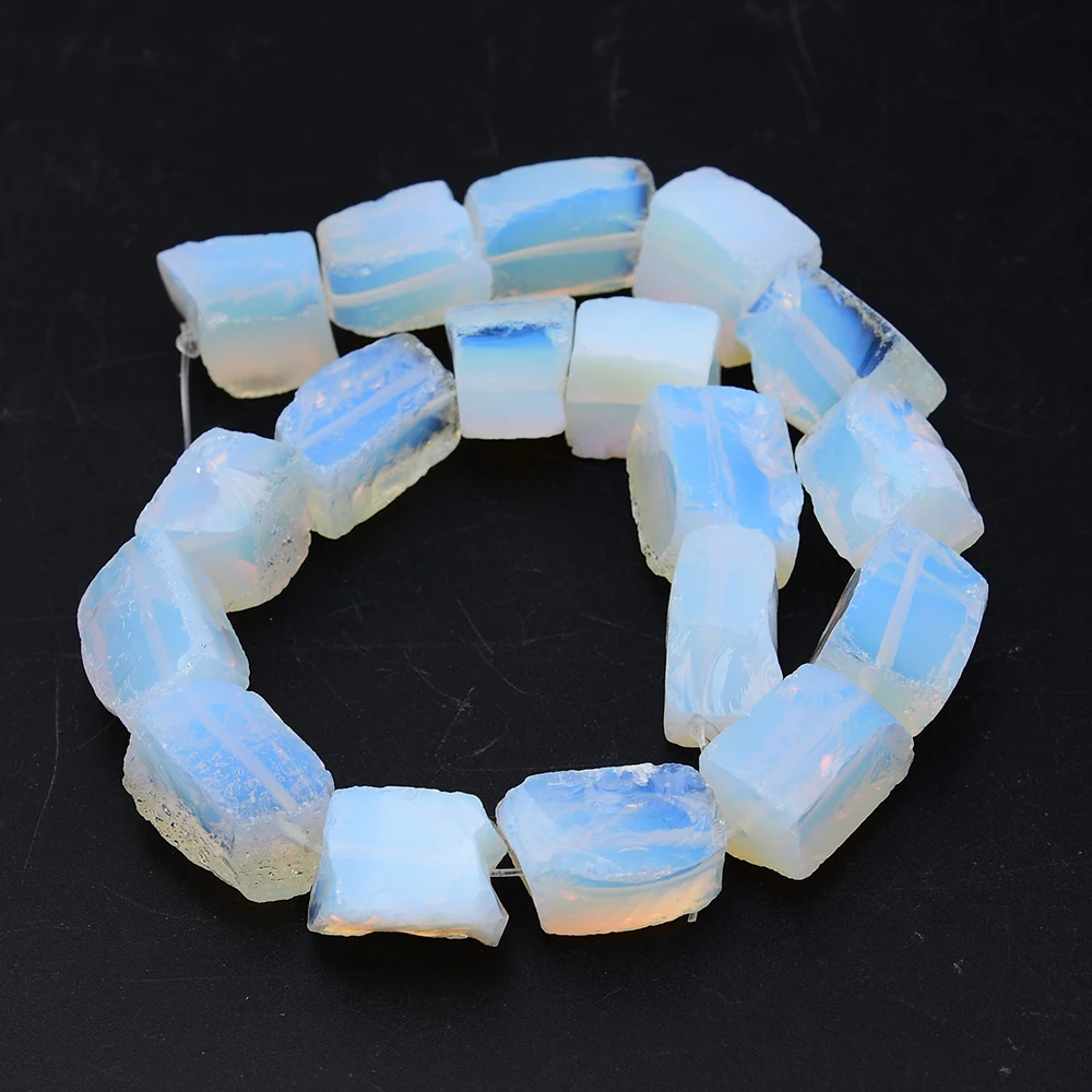 APDGG 16x20mm Natural White Opal Color Glass Rough Square Nugget Loose Beads 15" DIY Accessories Beads view 3