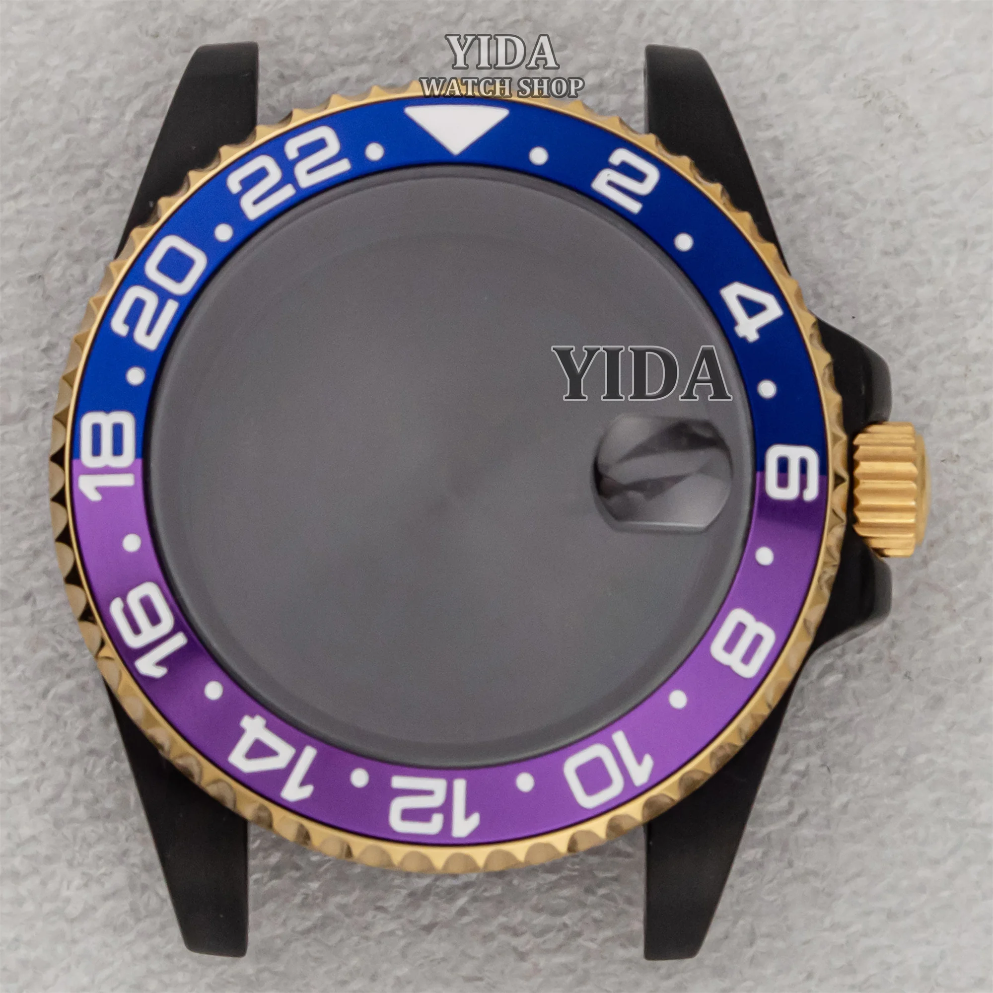 Cassa per orologio NH35 da 40 mm placcatura nera Custodia in vetro zaffiro impermeabile 10ATM per accessorio movimento meccanico SUB GMT NH35 NH36