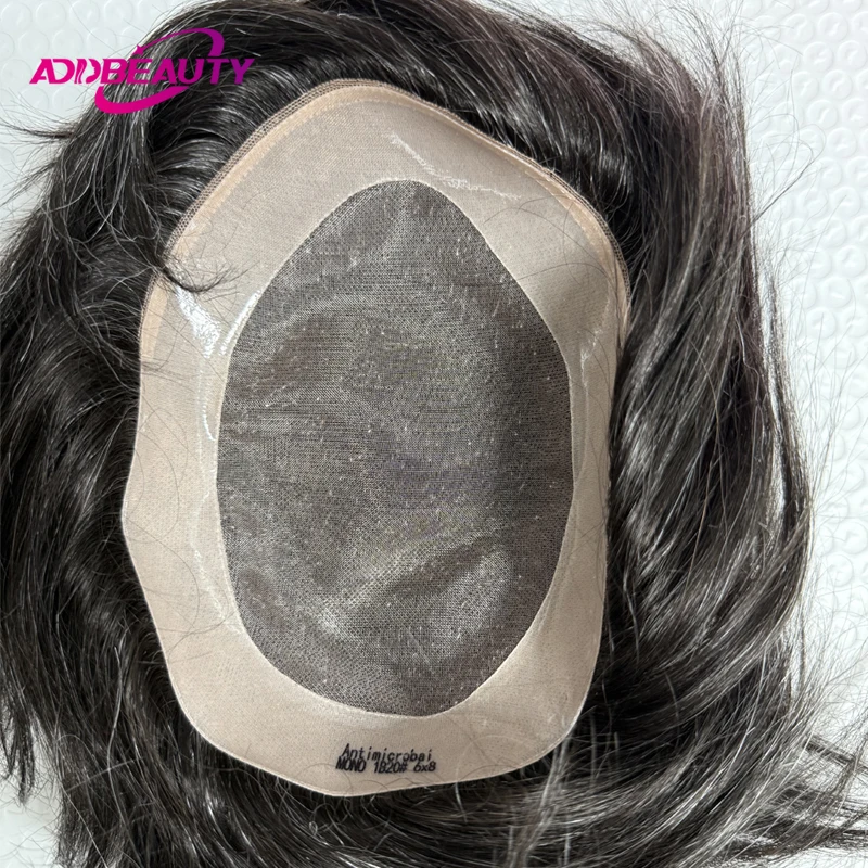 

New Antimicrobial Mono NPU Base Men Toupee Human Hair Wig Durable Hair System Indian Human Hair Wig Natural Capillary Prosthesis