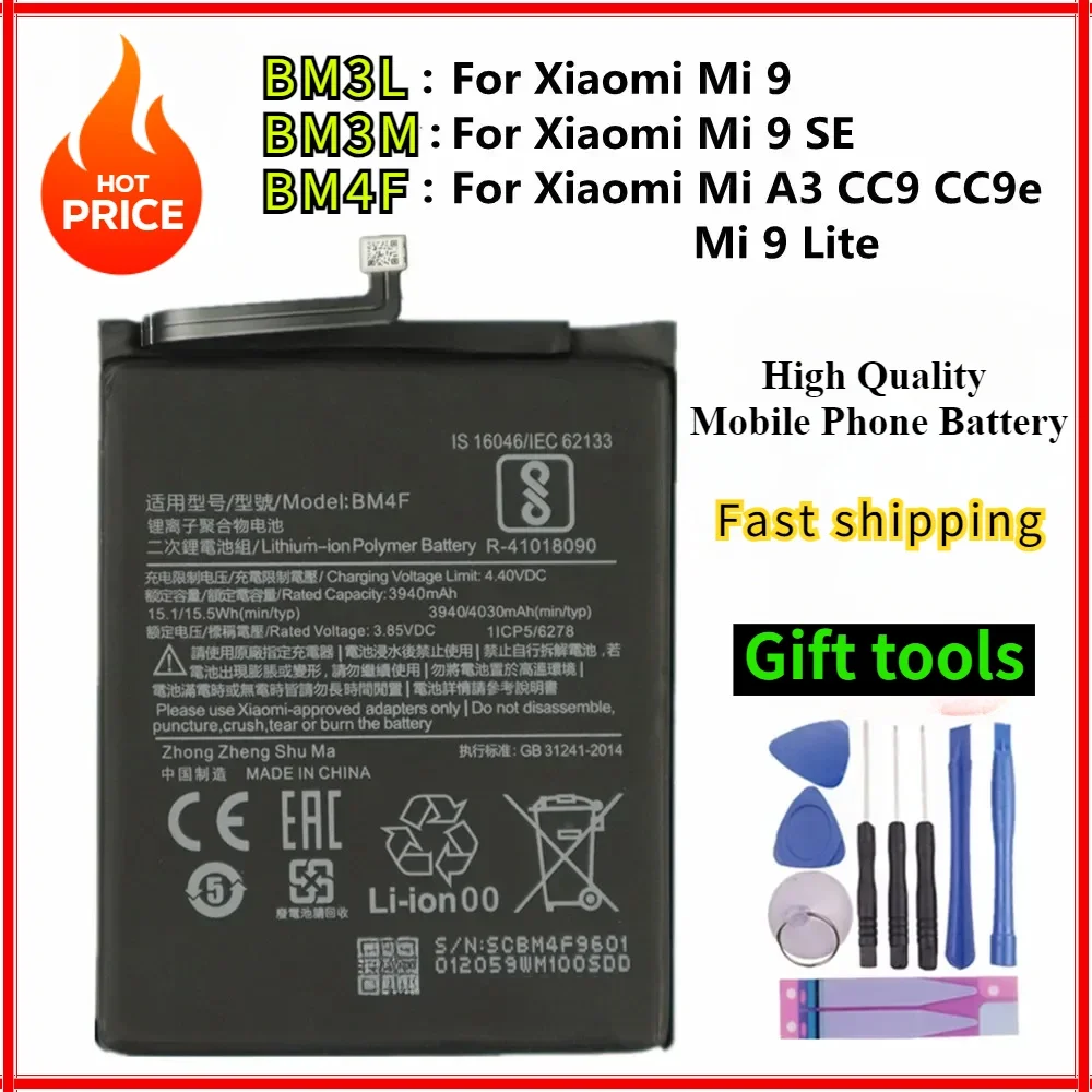 

New Battery BM4F BM3L BM3M for Xiaomi Mi 9 Lite Mi9 Lite / Mi 9 SE Mi9 SE / Mi A3 CC9 CC9e High Quality Mobile Phone Battery