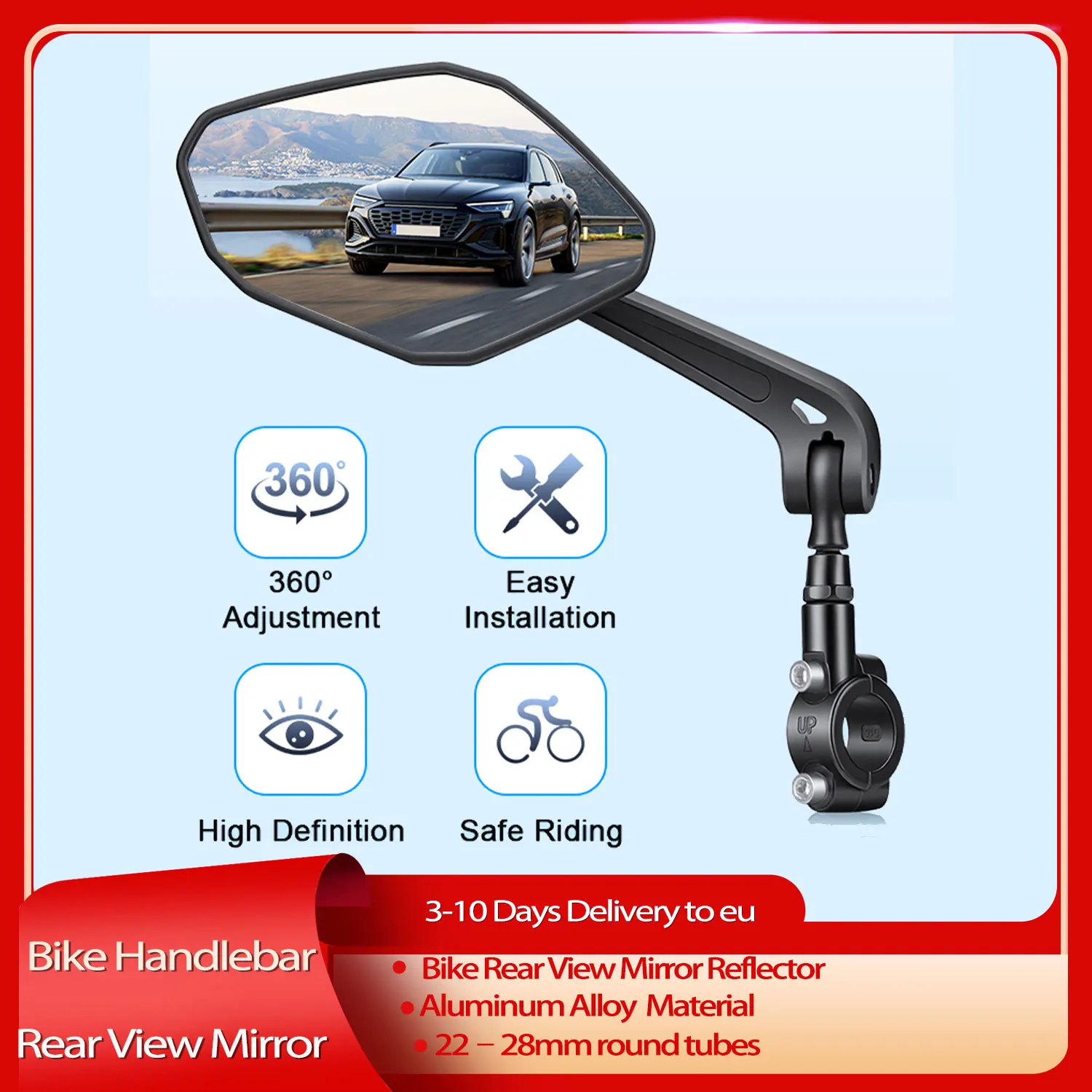 

360 ° Регулируемые зеркала заднего вида для велосипеда, алюминиевый сплав, велосипедный руль, зеркала заднего вида, аксессуары для велоспорта MTB