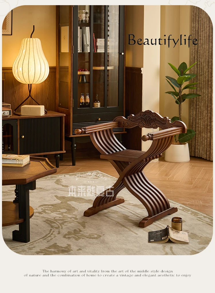 

Dante chair/French medieval solid wood living room balcony leisure single chair carved art dining chair designer