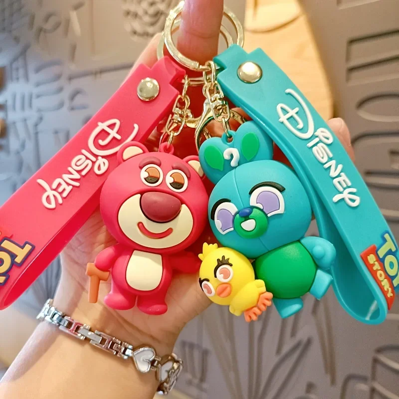 Disney Toy Story Buzz Lots Woody Anime Figure PVC Doll Keychain Keyring Pendant Cute Decoration Cartoon Toy Children's Gifts