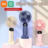 XIAOMI MIJIA 3000Mah Mini Electric Fan Portable 6-speed Wind Speed Handheld Hand Silent Fan Digital Display USB Charging Fan