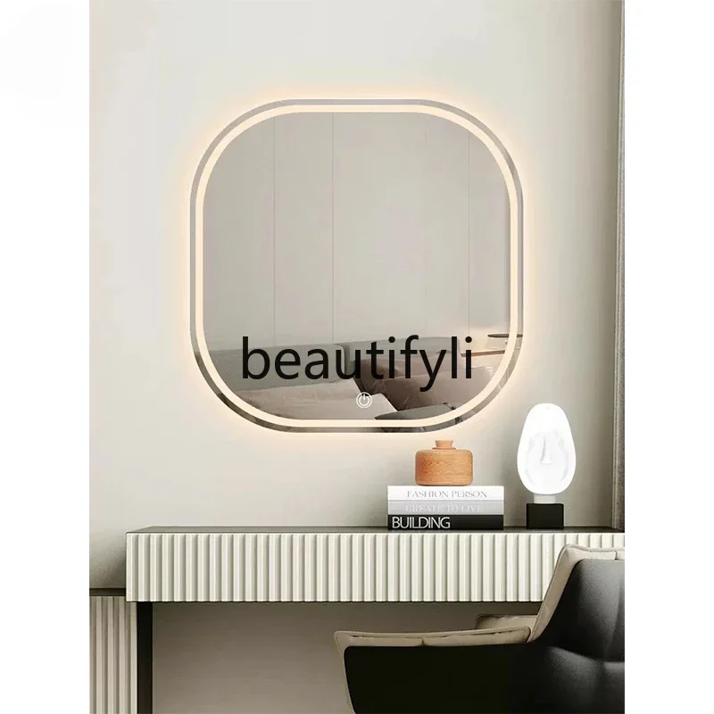 Smart mirror luminous square rounded corner high definition makeup mirror