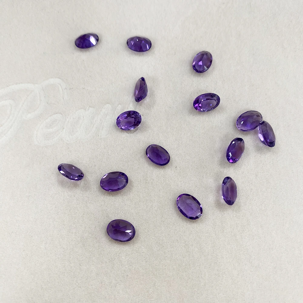 أحجار كريمة أرجوانية للأقراط والقلادات ، أحجار سائبة ، قطع بيضاوية ، ملحقات صناعة مجوهرات ذاتية الصنع ، جمشت طبيعي ، 7X5mm ، 0.75ct