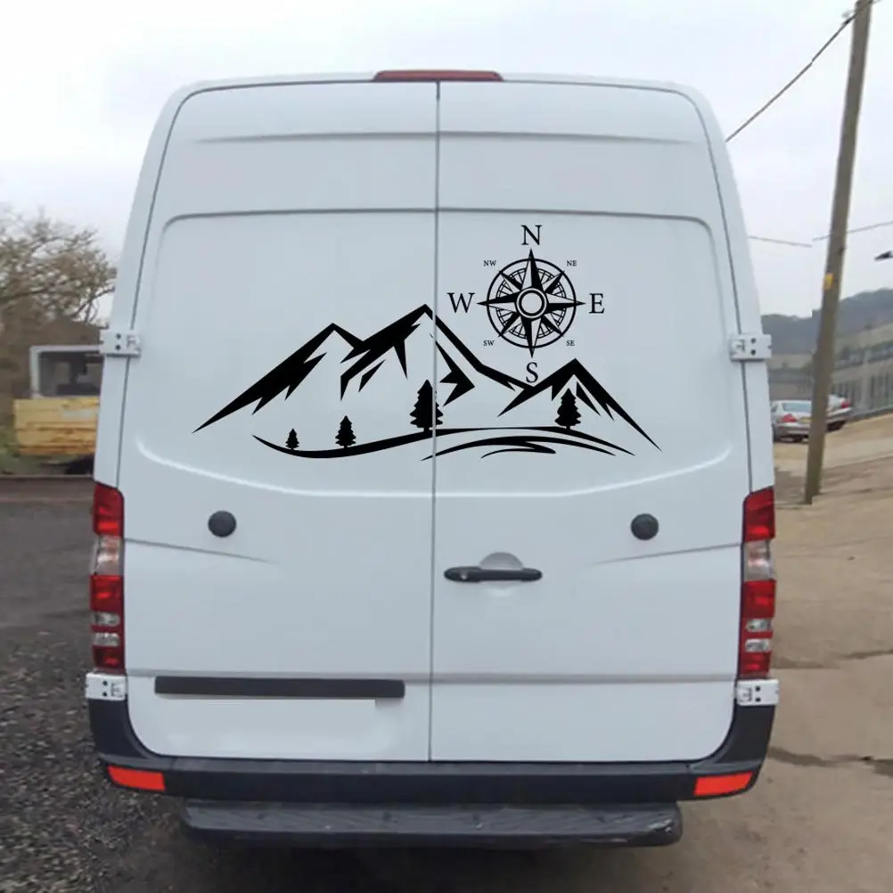 

2Pcs Car Body Sticker PVC Hood Decals Vehicle Tags Travel Mountain Design Cool Accessories Durability Premium Quality Easy