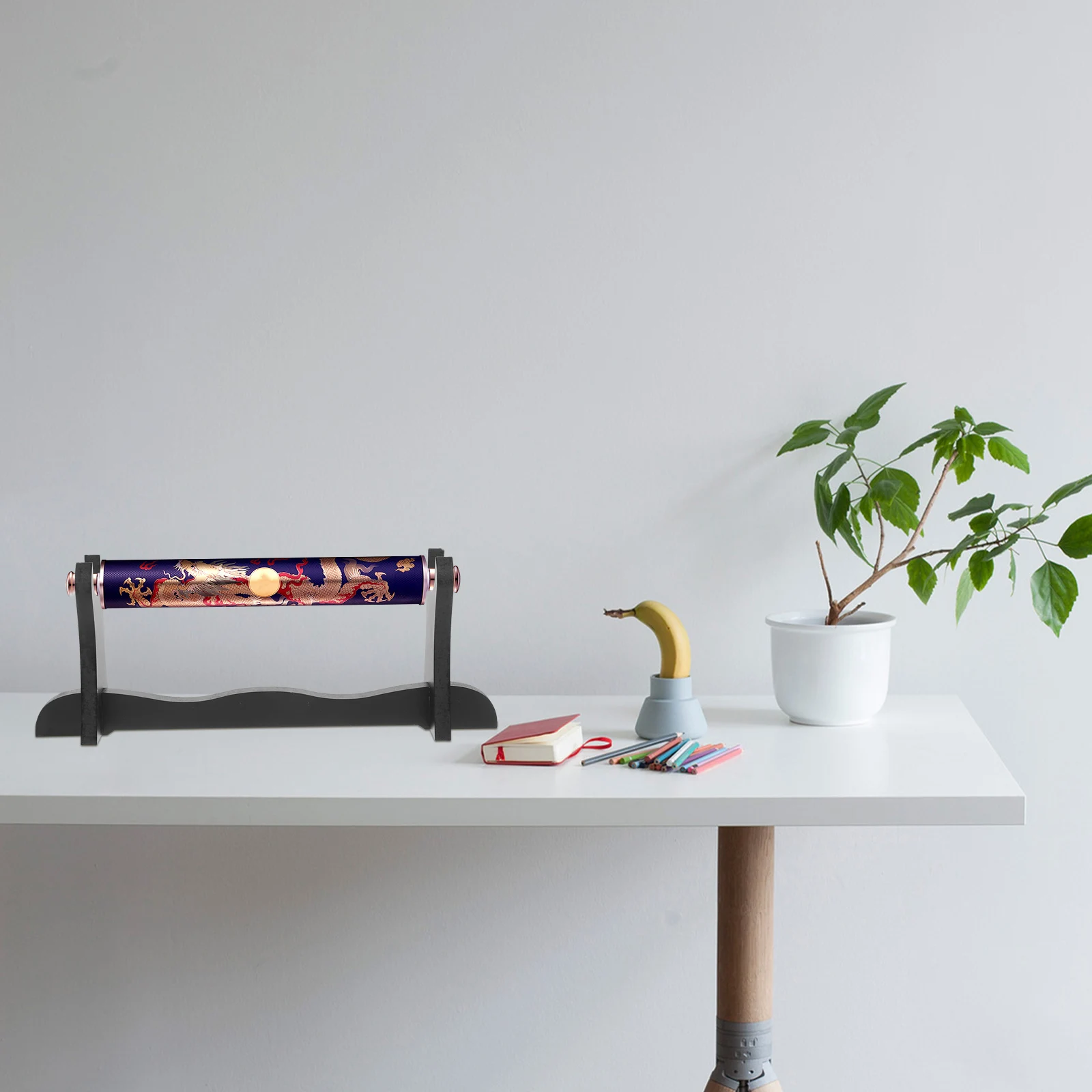 

Black Wooden Scroll Storage Rack Desktop Stand Holder for Display Home Decor Supplies Wood Stand Holder Rack