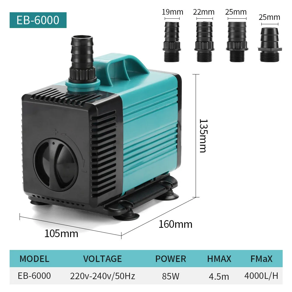 Aquarium Fontein Energiebesparende Aquariumpomp Ultrastille Filter Visvijver EU Plug 3/10/25/35/50/60W Dompelpomp