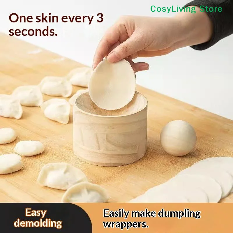 

DIY Wooden Dumpling Skin Maker Reusable Dough Pressing Tool Wood Pastry Tool Round Shape Dumpling Wrapper Skin Making Mold