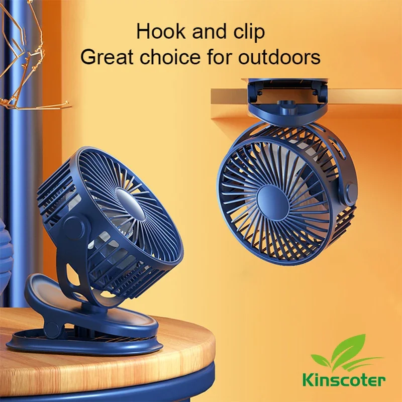 Kinscoter Mini Ventilador USB Bateria Recarregável Ventilador Temporizador de 3 Velocidades Portátil Silencioso Escritório Camping Ao Ar Livre