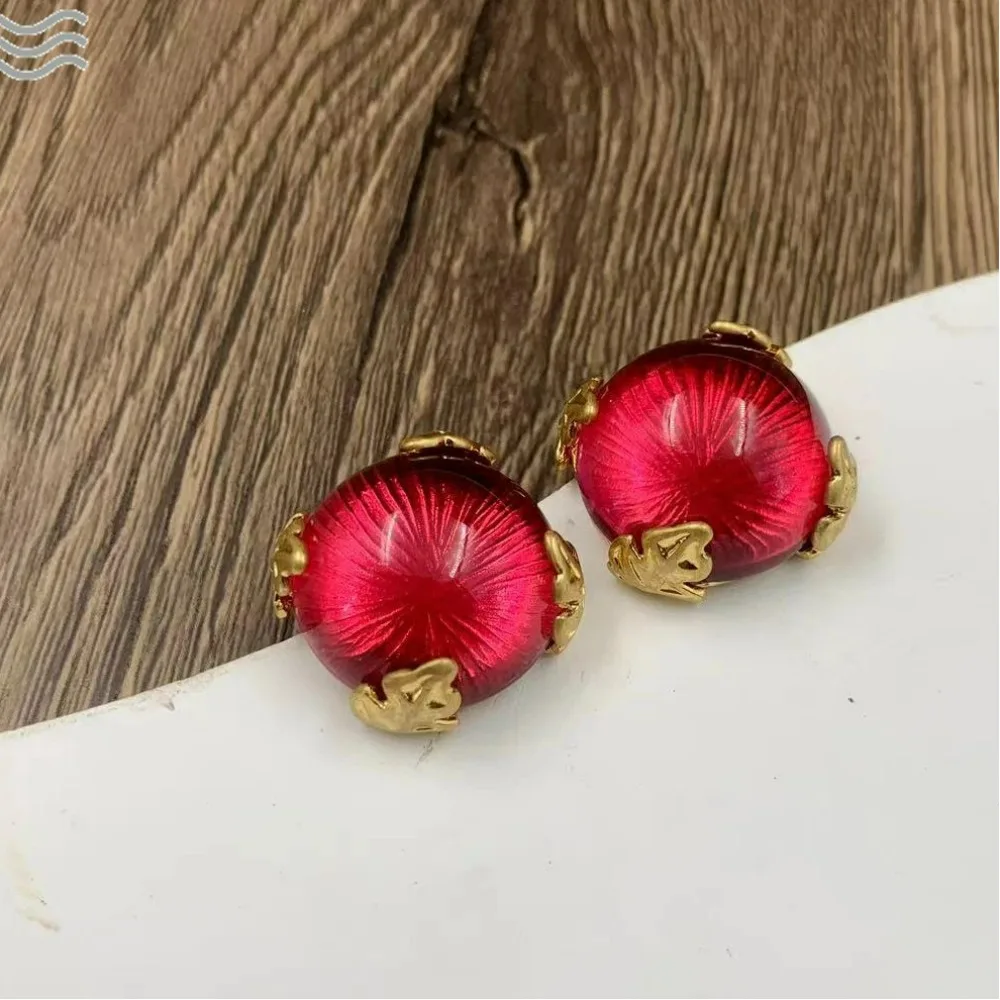 2025 New Year Christmas Atmosphere Sense Medieval Vintage Palace Style Simple Jewelry Retro Purple Red Glass Bracelet Ring Set