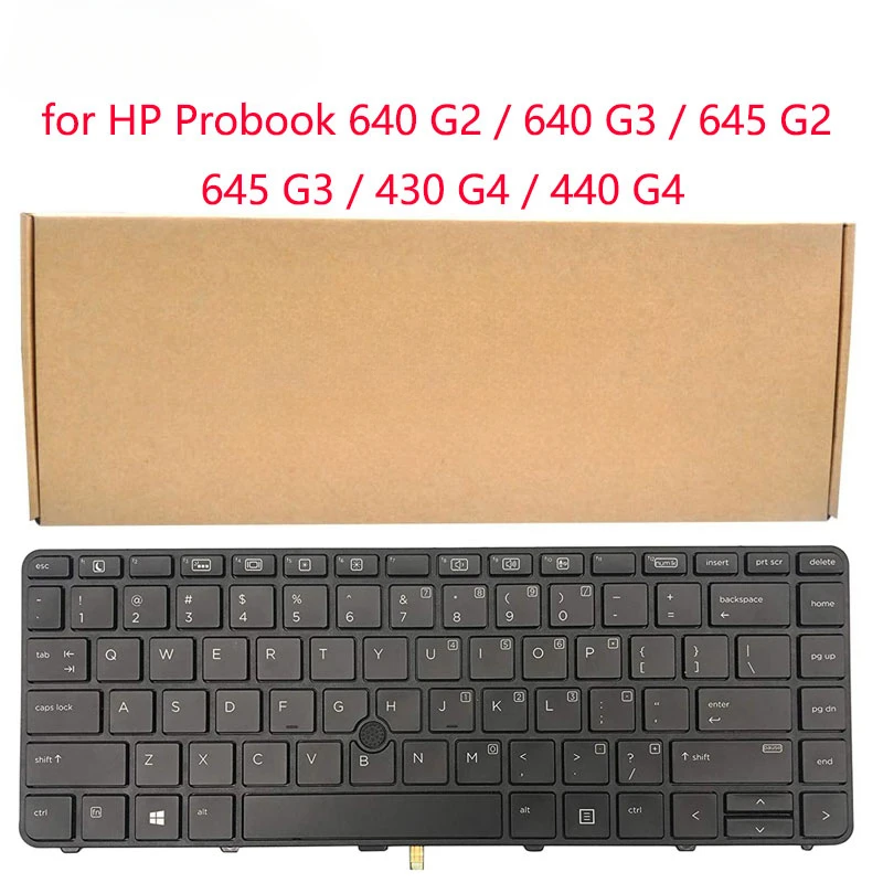 Zamienna klawiatura amerykańska do laptopa HP Probook 640 G2 640 G3 645 G2 645 G3 430 G4 440 G4 z podświetleniem ze wskaźnikiem