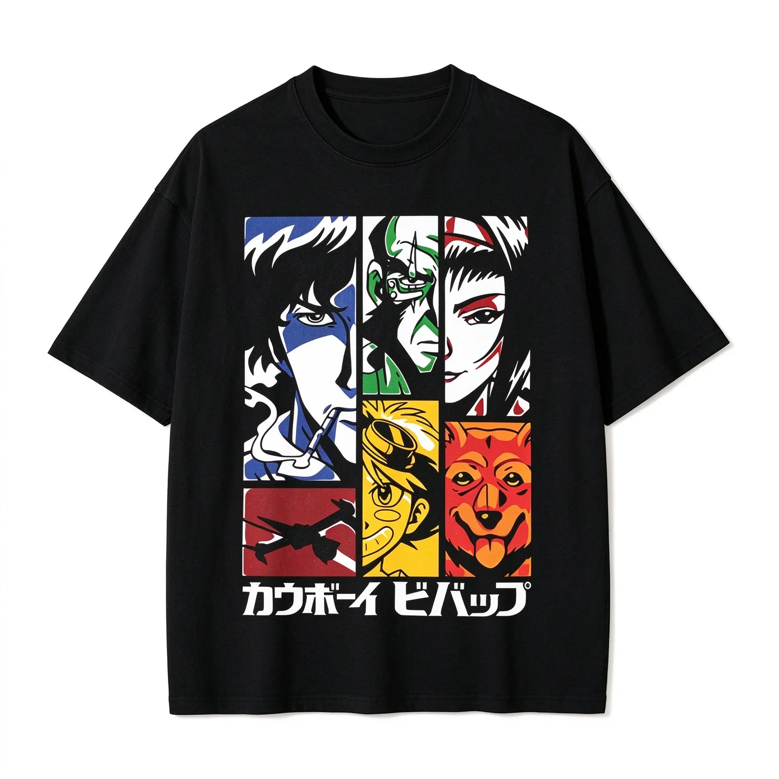 Manga Cowboy Bebop Spike Spiege Graphic T Shirt Vintage Washed Oversized T-Shirts Short Sleeve Cotton Soft Tee Men Women Clothes