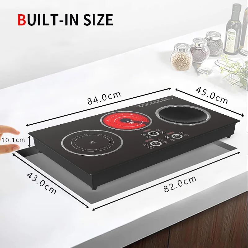 

A New Model 220-240V 3400W Built-in Design One Infrared and Two Induction Cooker 3 burner Induction Cooktop
