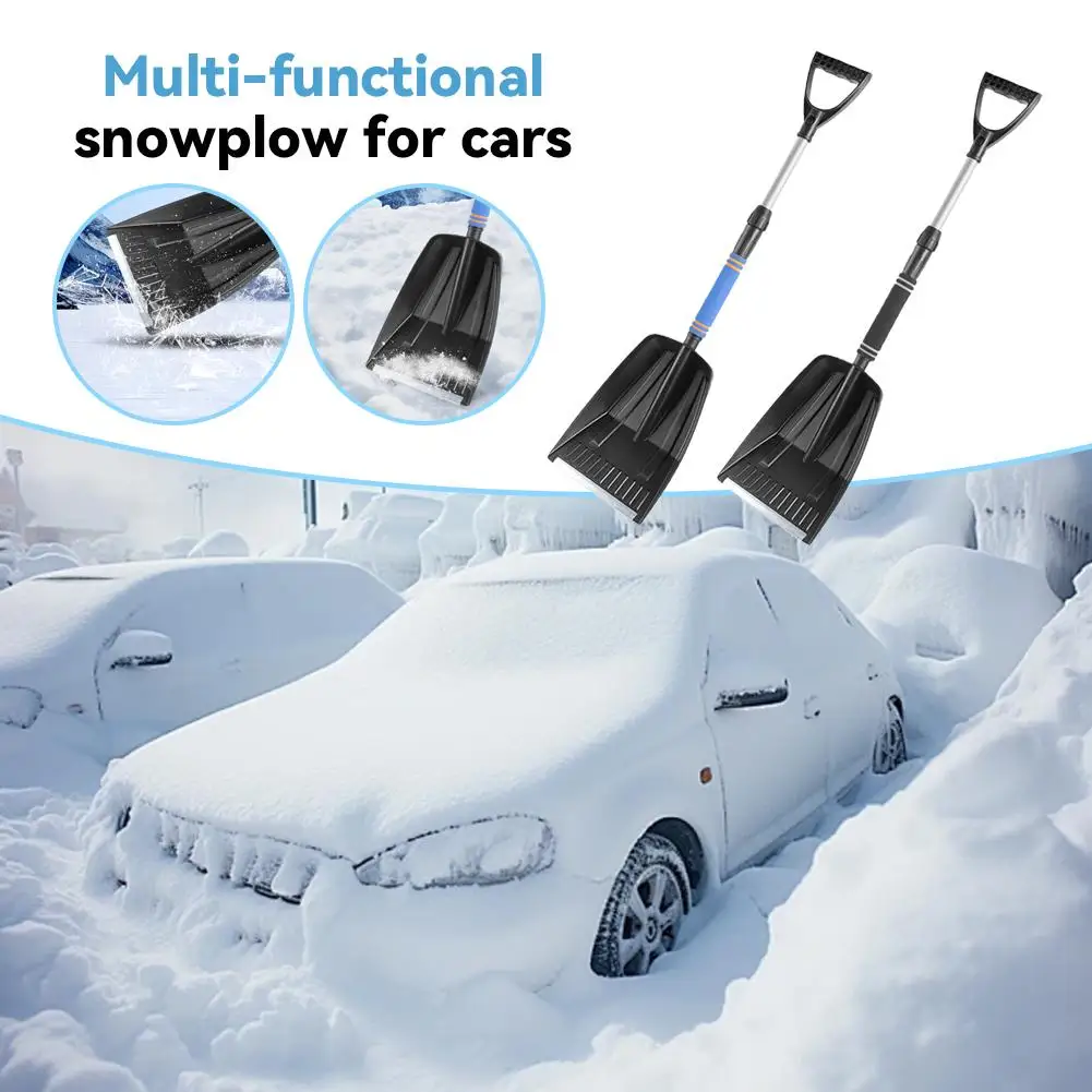

Многофункциональная автомобильная лопата для снега, телескопический съемный скребок для льда, зимний очиститель лобового стекла автомобиля, нескользящий.