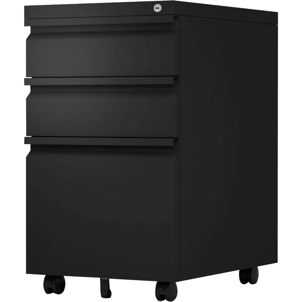 3 Drawer Mobile File Cabinet with Lock, Under Desk Metal Filing Cabinet for Office,Home,Vertical Cabinet Legal/Letter Size