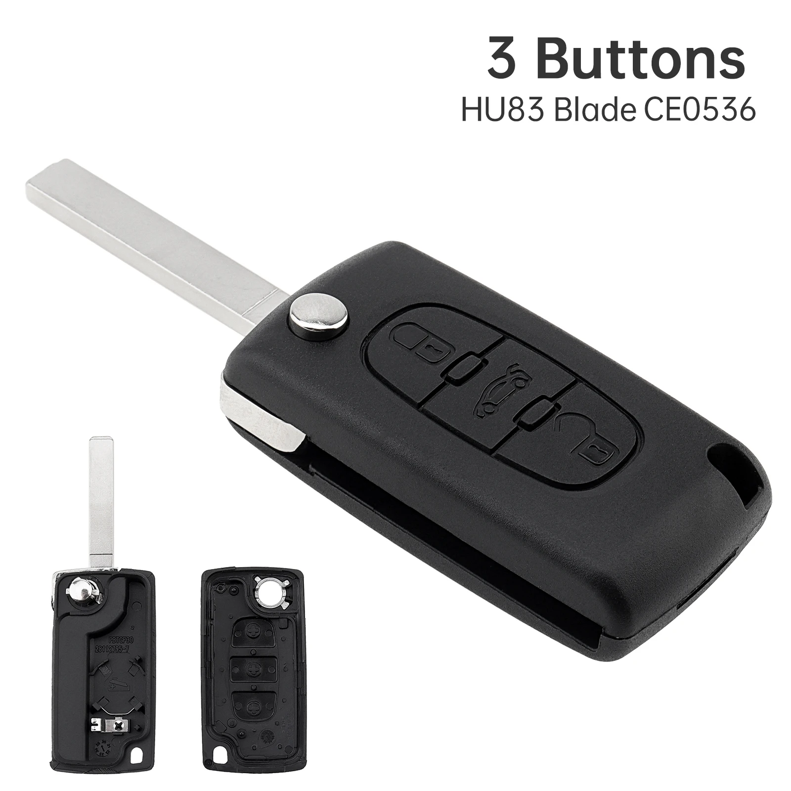 3 Buttons Car Remote Key Shell Fob Fit for Citroen C2 C3 C4 C5 C6 Uncut Flip Folding Car Key Fob Case Entry Replacement