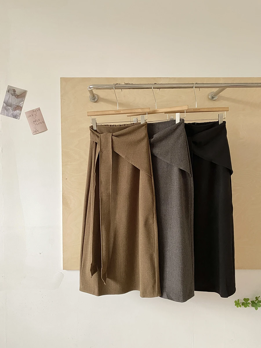 

Fashionable High Waist A-Line Skirt Women's Woolen Midi Skirt Slimming Versatile Autumn Winter New Arrival Korean Style