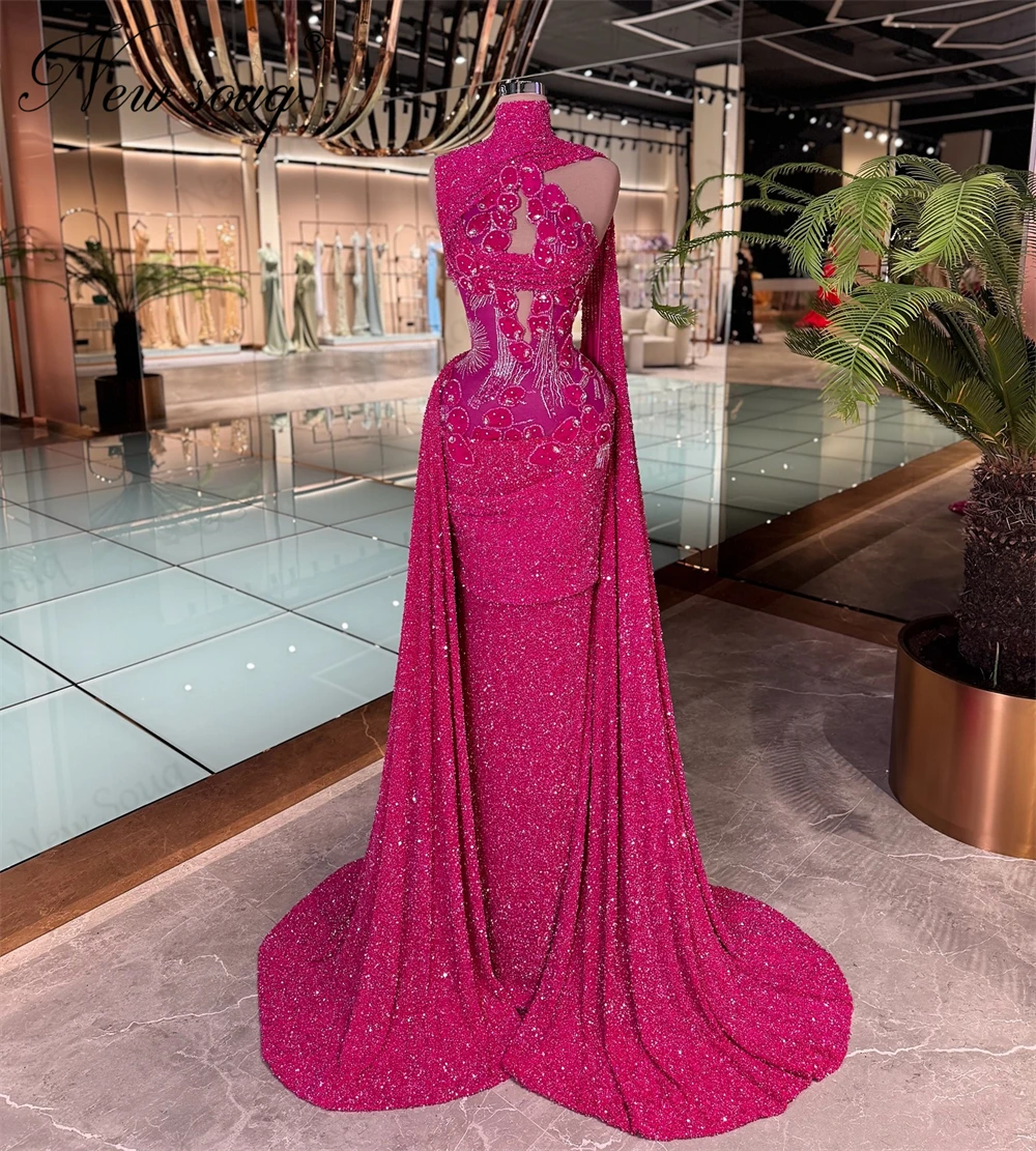 

Роскошные вечерние платья фуксии с бисером и верхней юбкой, вечернее платье с кристаллами, платье для выпускного вечера, Vestidos De Cóctel по индивидуальному заказу