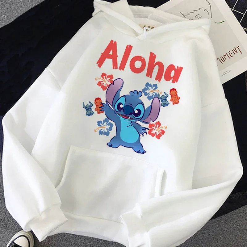 Sudadera con capucha de Disney para mujer, suéter Harajuku Kawaii, sudaderas con capucha informales, Top con cuello redondo, sudaderas con capucha