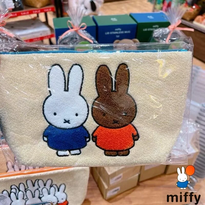 

Sweet Miffy Rabbit Cute Creative Cartoon Pattern Portable Plush Embroidered Makeup Bag Fashionable Stationery Storage Pen Case