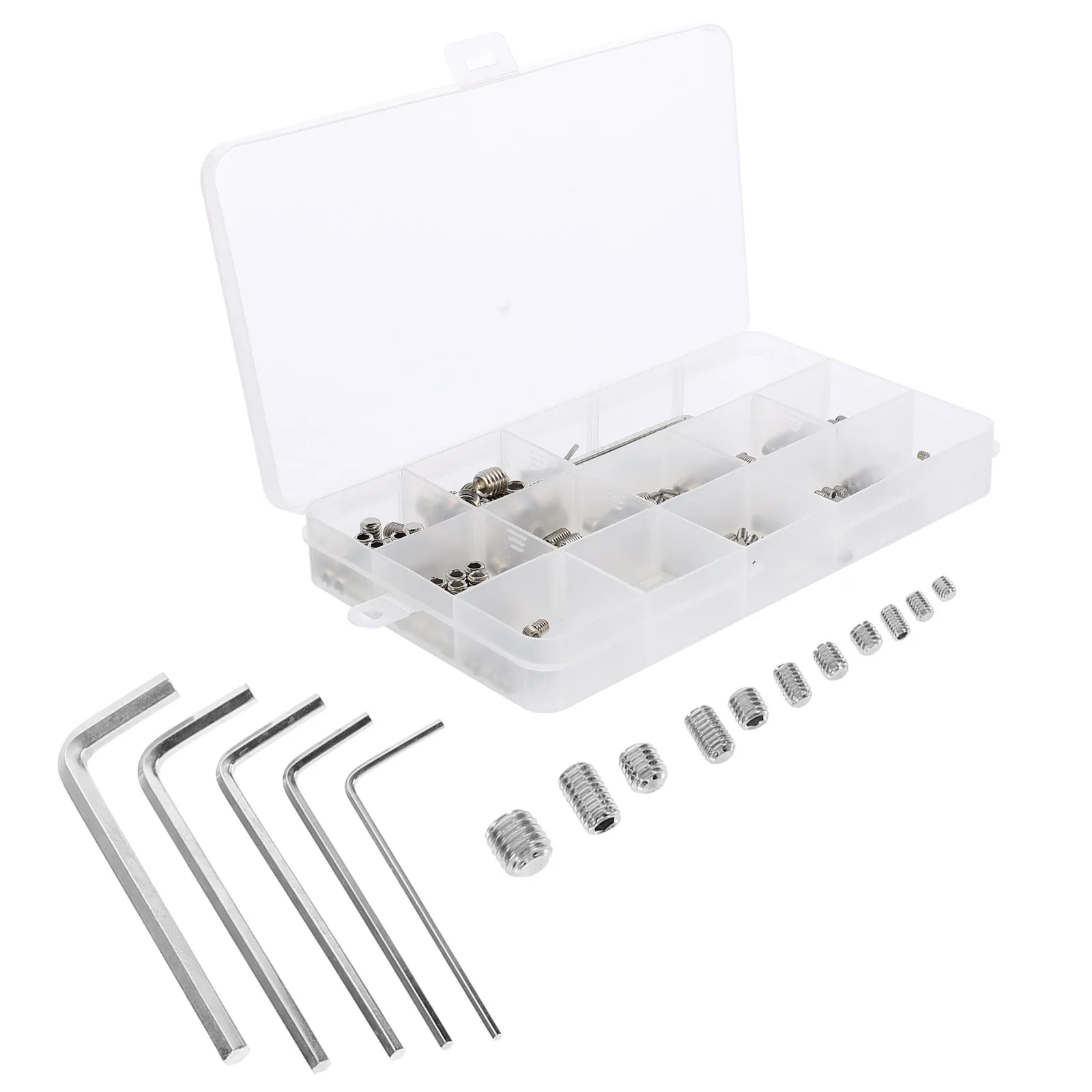 240Pcs Stainless Steel Hex Grub Screw Allen Head Socket Kit Flush Mount Repair Set Includes 5 Hex Wrenches for Door Handles