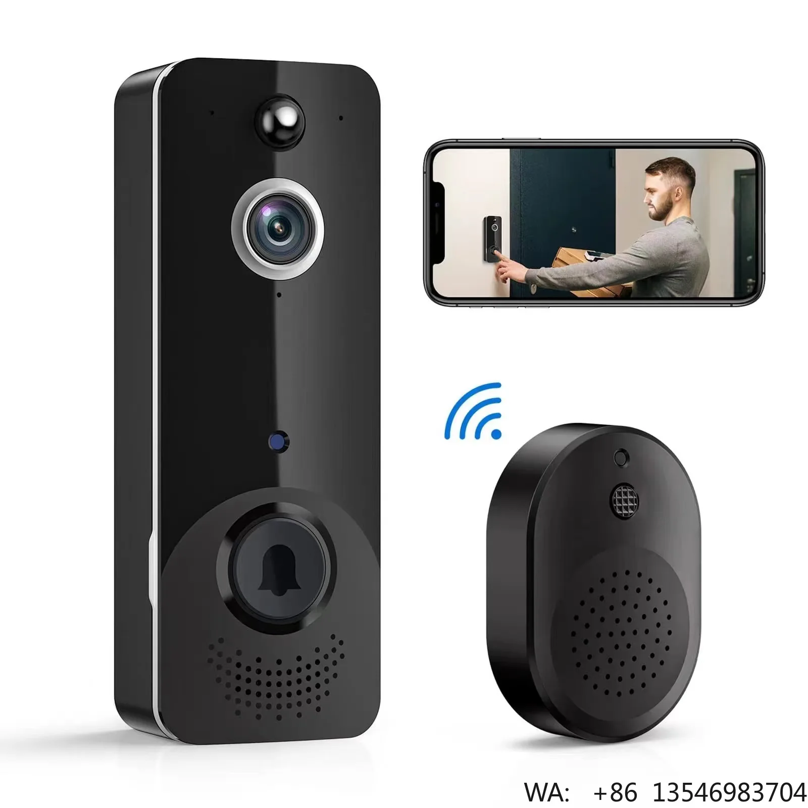 Video Doorbell Camera 3-7MP Low Power WIFI Night Vision HD Smart Security Home Intercom 18650 Rechargeable Battery App Control