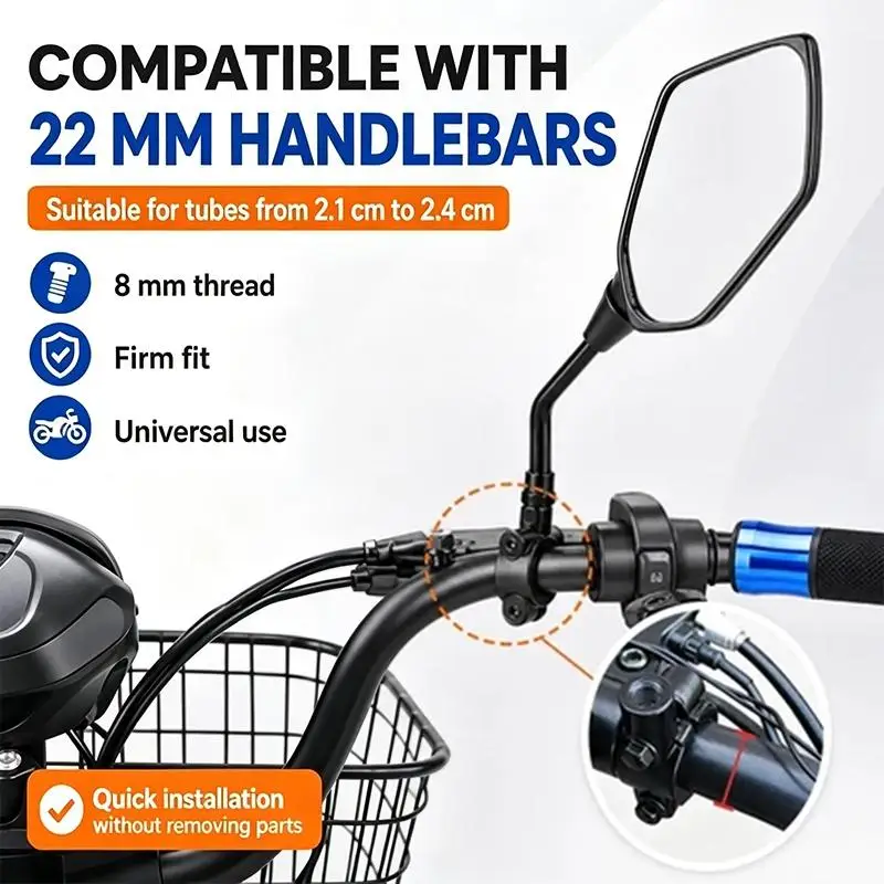 2Pcs Rearview Mirror Support Clamps For Motorcycle/Bicycle Handlebars 22mm 7/8