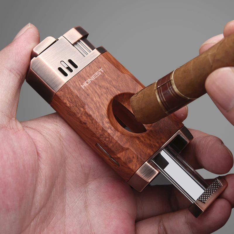 Brand New Honest Double Fire Direct-Pulse Cigar Special Lighter Metal V-Cigar Diamond Ignifier Gifts for Boyfriend Wholesale
