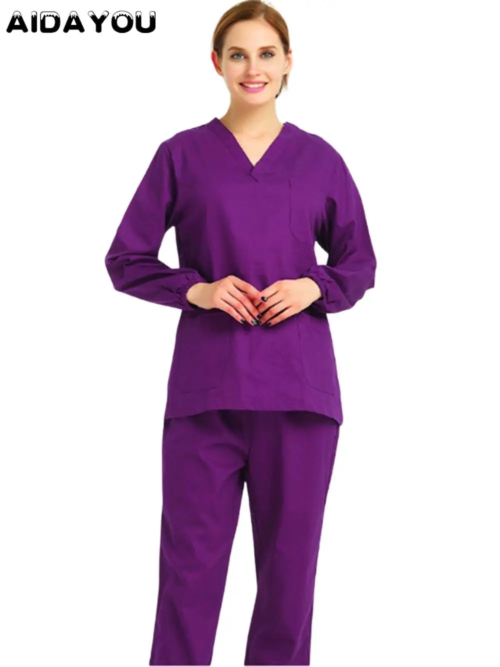 Women Scrubs Top Workwear Suit Revolution V-Neck Custom for Hospital Doctor Nurse Intern Medical Uniforms With Pocket ouc2554