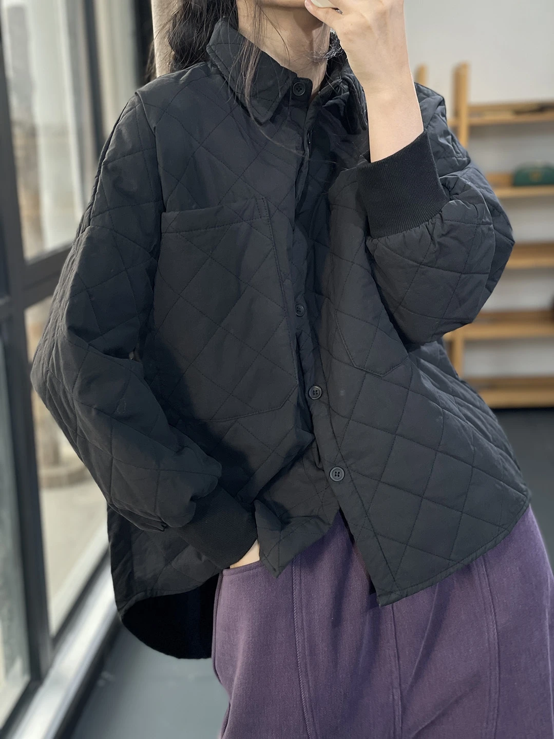 

Thiened Cotton Jaet Стеганое хлопковое пальто с воротником на одной пуговице Long Sve Winter Faion Женская верхняя одежда