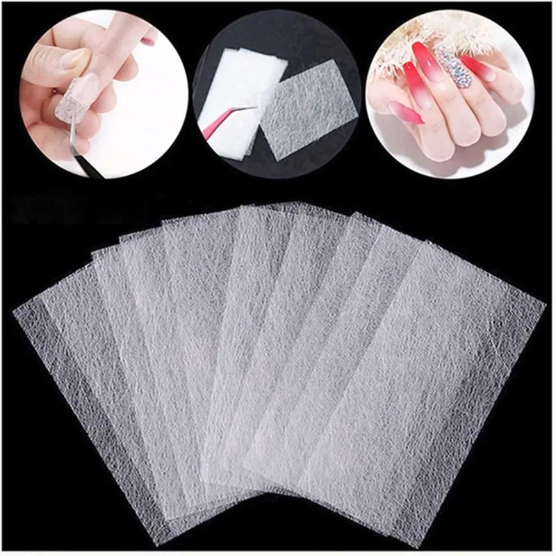 50Pcs Fiberglass Nail Wrap Silk Reinforcement Non-Woven French Tip Stickers for Gel Nail Extension Professional Nail Repair Kit