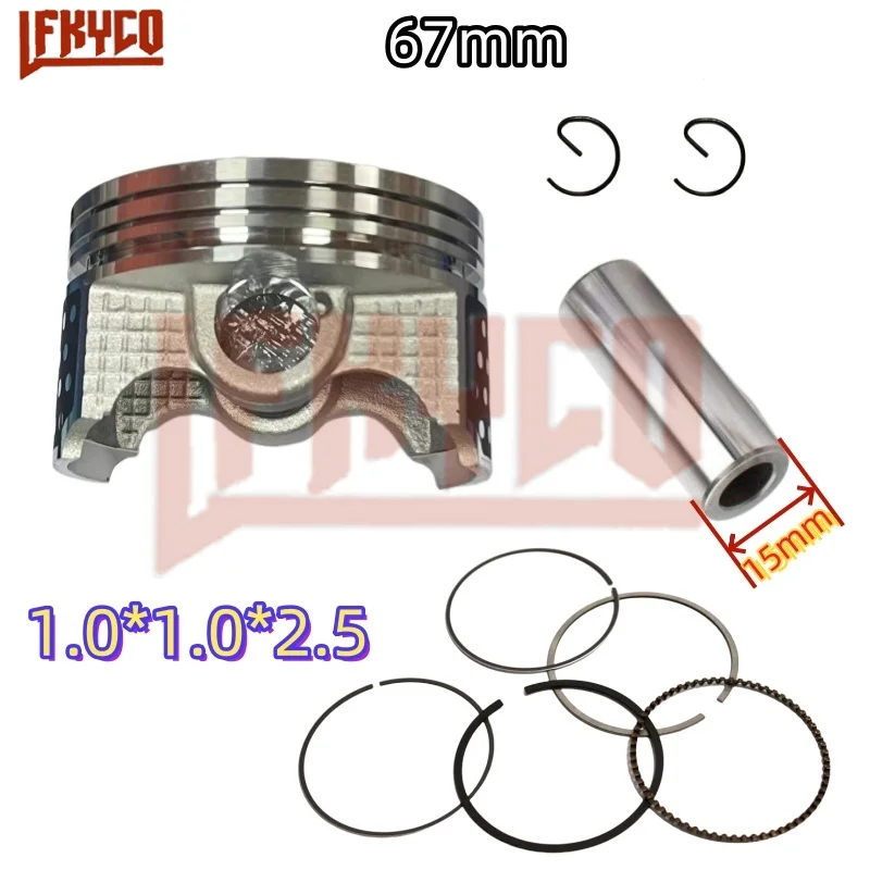 Pieza de motor de 67mm para motocicleta, pasador de pistón forjado de cilindro, Kit de 15 anillos, accesorio para Honda CRF230 F CRF 230F CRF230F