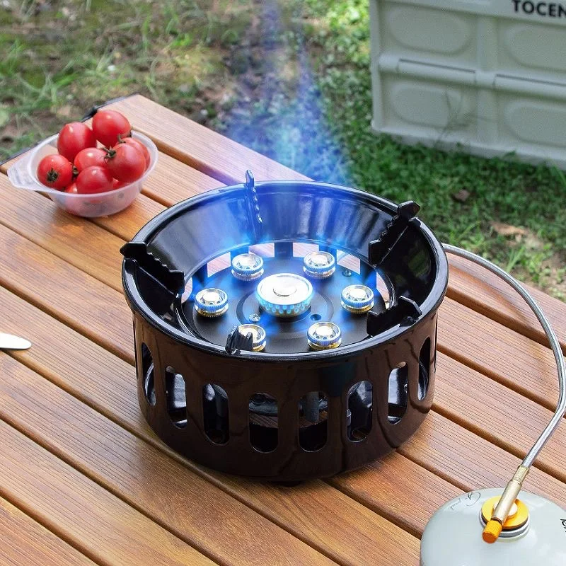 

7 Core Strong Fire Power Camping Stove Portable Tourist Gas Burner Windproof Outdoor Stoves Hiking Barbecue BBQ Cooking Cookware